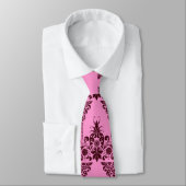 roze bloemen en krullenprint stropdas (Gebonden)
