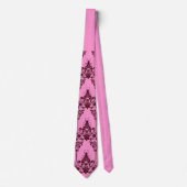 roze bloemen en krullenprint stropdas (Voorkant)
