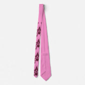 roze bloemen en krullenprint stropdas (Achterkant)