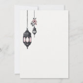 Roze Bloemen en Lantaarns Bruiloft Kaart (Achterkant)