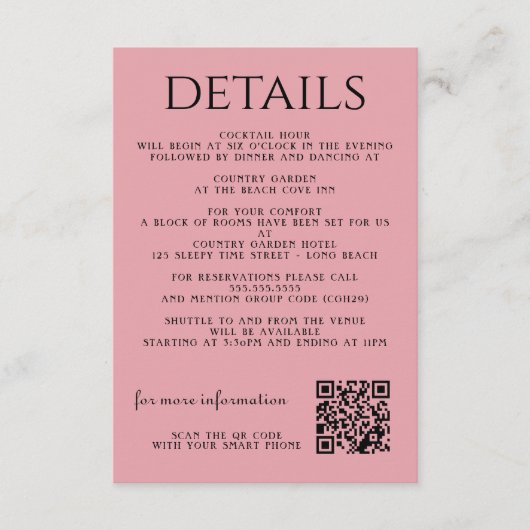 Roze Bloemen en Lantaarns Informatiekaartje (Voorkant)