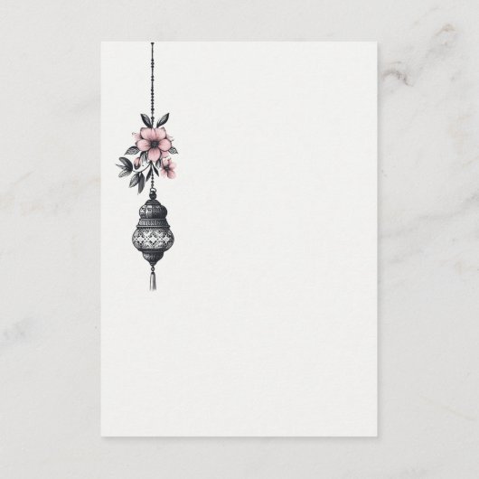 Roze Bloemen en Lantaarns Informatiekaartje (Achterkant)