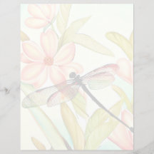 Roze bloemen en libel