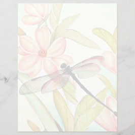 Roze bloemen en libel