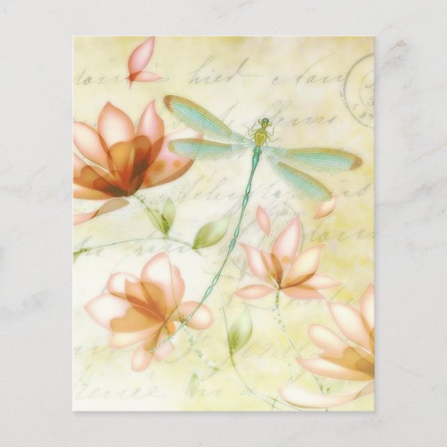 Roze bloemen en libel (Voorkant)