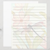 Roze bloemen en libel omzoomd (Voorkant / Achterkant)