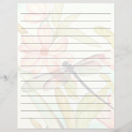 Roze bloemen en libel omzoomd