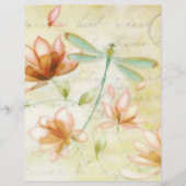 Roze bloemen en libel origamipapier (Voorkant)