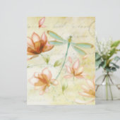 Roze bloemen en libel origamipapier (Staand voorkant)