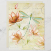 Roze bloemen en libel origamipapier (Voorkant / Achterkant)