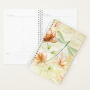 Roze bloemen en libel planner