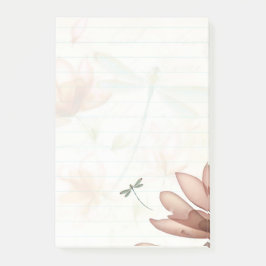 Roze bloemen en libel post-it® notes