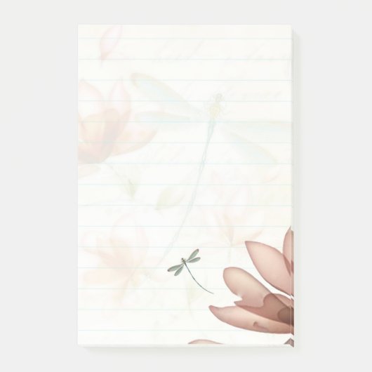 Roze bloemen en libel post-it® notes (Voorkant)