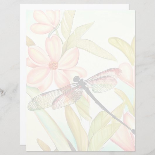 Roze bloemen en libellen (Voorkant / Achterkant)