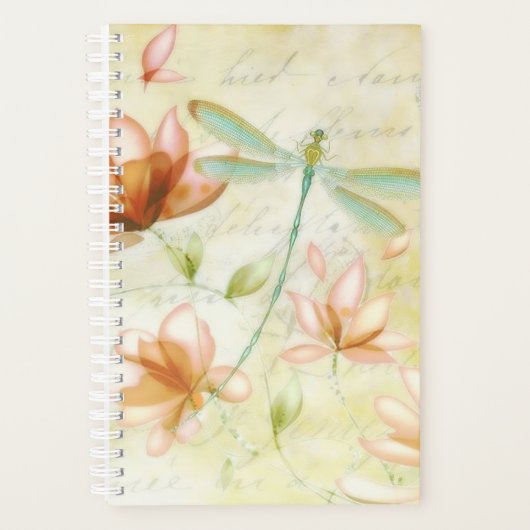 Roze bloemen en libellen planner (Voorkant)