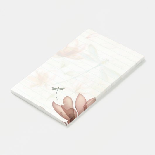 Roze bloemen en libellen post-it® notes (Schuin)
