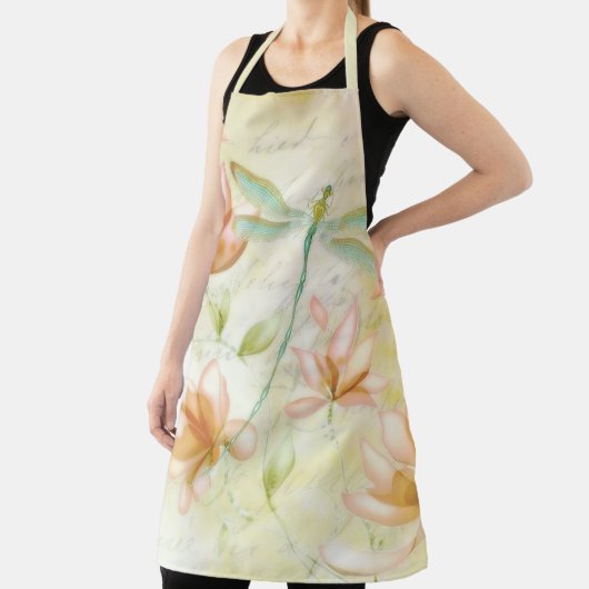 Roze bloemen en libellen schort (Insitu)