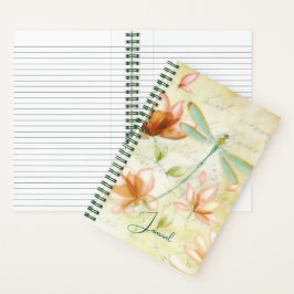 Roze bloemen en libellen tijdschrift notitieboek