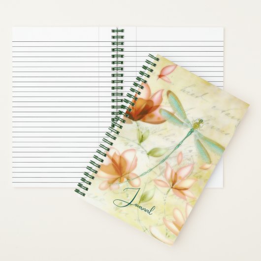 Roze bloemen en libellen tijdschrift notitieboek (Binnen)