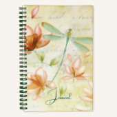 Roze bloemen en libellen tijdschrift notitieboek (Voorkant)