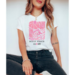 Roze bloemen en linten Borstkanker maand T-shirt