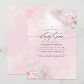 Roze bloemen en luidop voor baby's, groot meisje kaart (Voorkant / Achterkant)