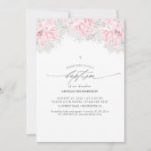 Roze bloemen en luidop voor baby's, groot meisje kaart (Voorkant)