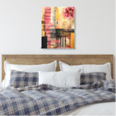 Roze bloemen en Muzieknoten Canvas Afdruk (Insitu (Slaapkamer))