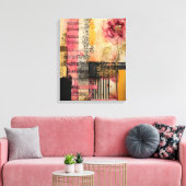 Roze bloemen en Muzieknoten Canvas Afdruk (Insitu (Woonkamer))