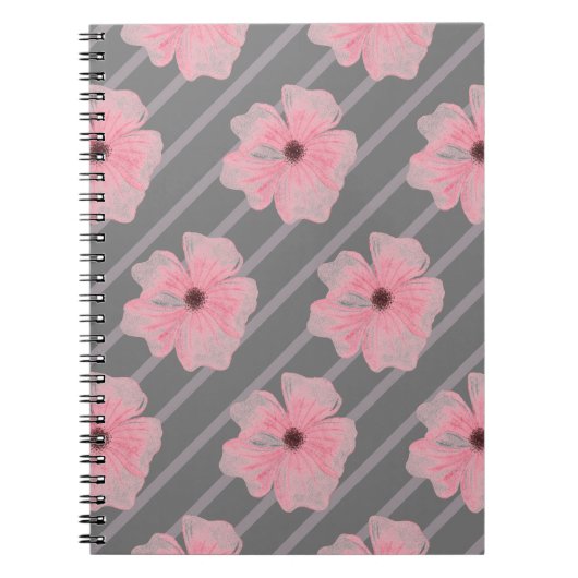 Roze bloemen en Notitieboek voor wervelfoto's van (Voorkant)