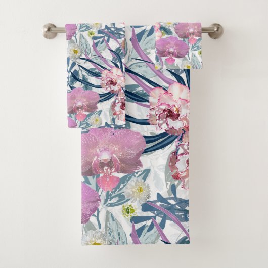 Roze bloemen en orchidee. bad handdoek (Insitu)