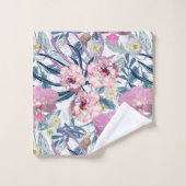 Roze bloemen en orchidee. bad handdoek (Wasdoekje)