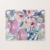 Roze bloemen en orchidee legpuzzel (Horizontaal)