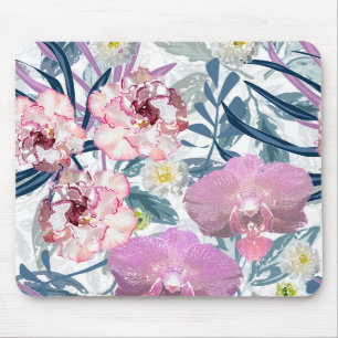 Roze bloemen en orchidee muismat