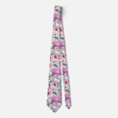 Roze bloemen en orchidee stropdas (Voorkant)