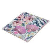Roze bloemen en orchidee tegeltje (Zijkant)