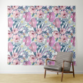 Roze bloemen en orchidee. wandkleed (In Situ (horizontaal))