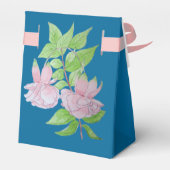 Roze bloemen en originele schilderkunst met blad bedankdoosjes (Achterkant)