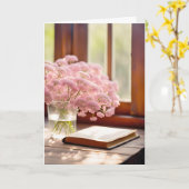 Roze Bloemen en Oud Boek Kaart (Gele Bloem)