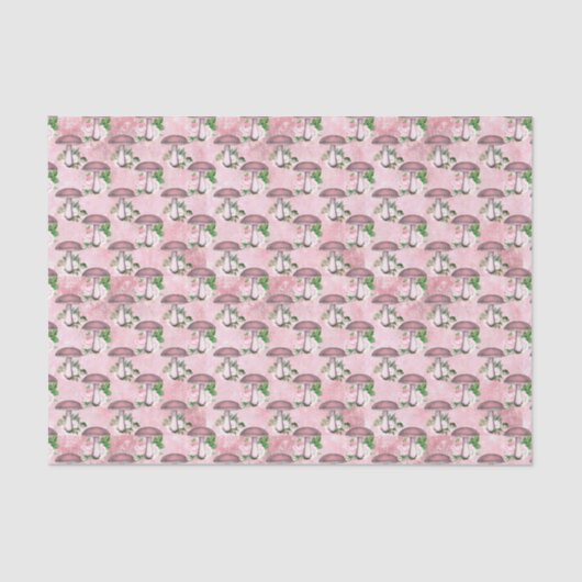  roze bloemen en paddenstoelen tissuepapier (Voorkant)