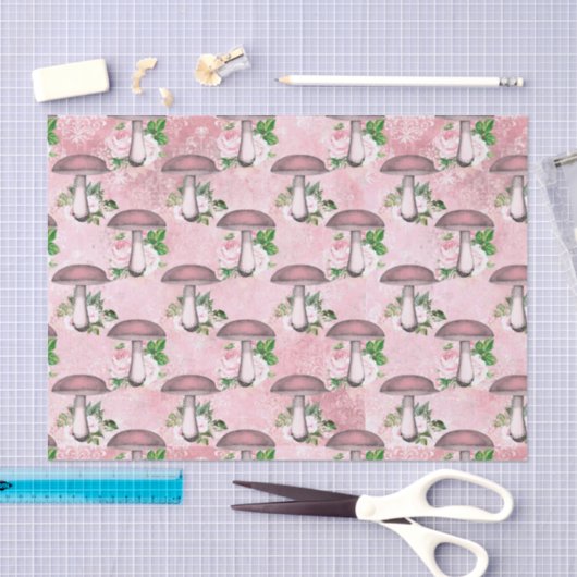  roze bloemen en paddenstoelen tissuepapier (Craft)