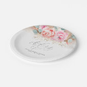 Roze Bloemen en Pampas Gras Proost Papieren Bordje (Gekanteld)