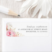 Roze Bloemen en Pampasgras Vallen Etiket (Insitu)