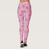 roze bloemen en petroleumetiket leggings (Achterkant)