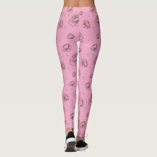  roze bloemen en petroleumetiket leggings (Achterkant)