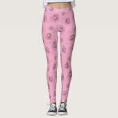 roze bloemen en petroleumetiket leggings (Voorkant)