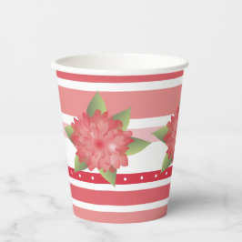 Roze bloemen en polka stippen papieren bekers