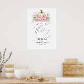 Roze bloemen en pompoenen WelkomstPoster Poster (Keuken)