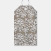 Roze Bloemen en Rustieke Houten Huwelijk Cadeaulabel (Achterkant)