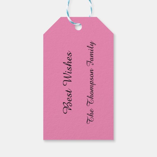 Roze bloemen en speciale tapes voor cadeaus cadeaulabel (Achterkant)